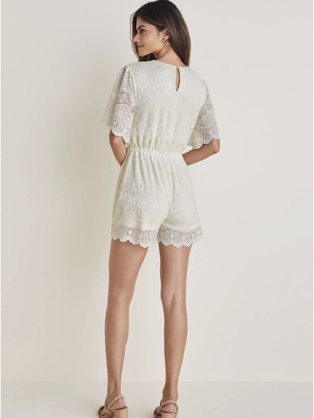 VENUS Cream Lace Romper Jumpsuit - Picture 3 of 3